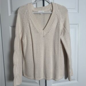Velvet Cream V-Neck Sweater